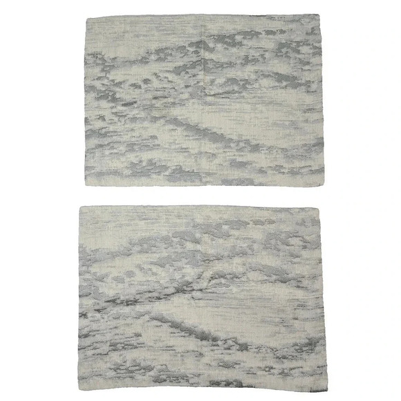 West Elm Pair of Bark Textured Placemats Cream Silver Gray Linen Blend Rectangle - Picture 1 of 5
